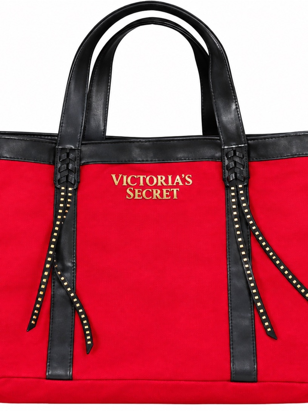 Victoria's Secret Red Tote with Black Trim and Gold Logo